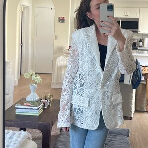 Ronny Kobo White Lace Blazer, size XS